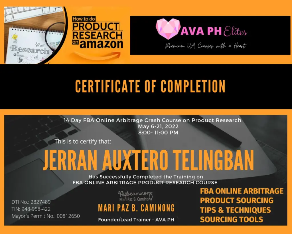 fba online arbitrage training certificate
